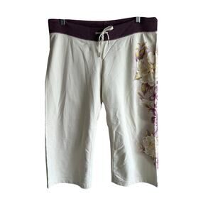 Lucky Brand Vintage Y2K Cropped Floral Cream and Purple Lounge Pant S